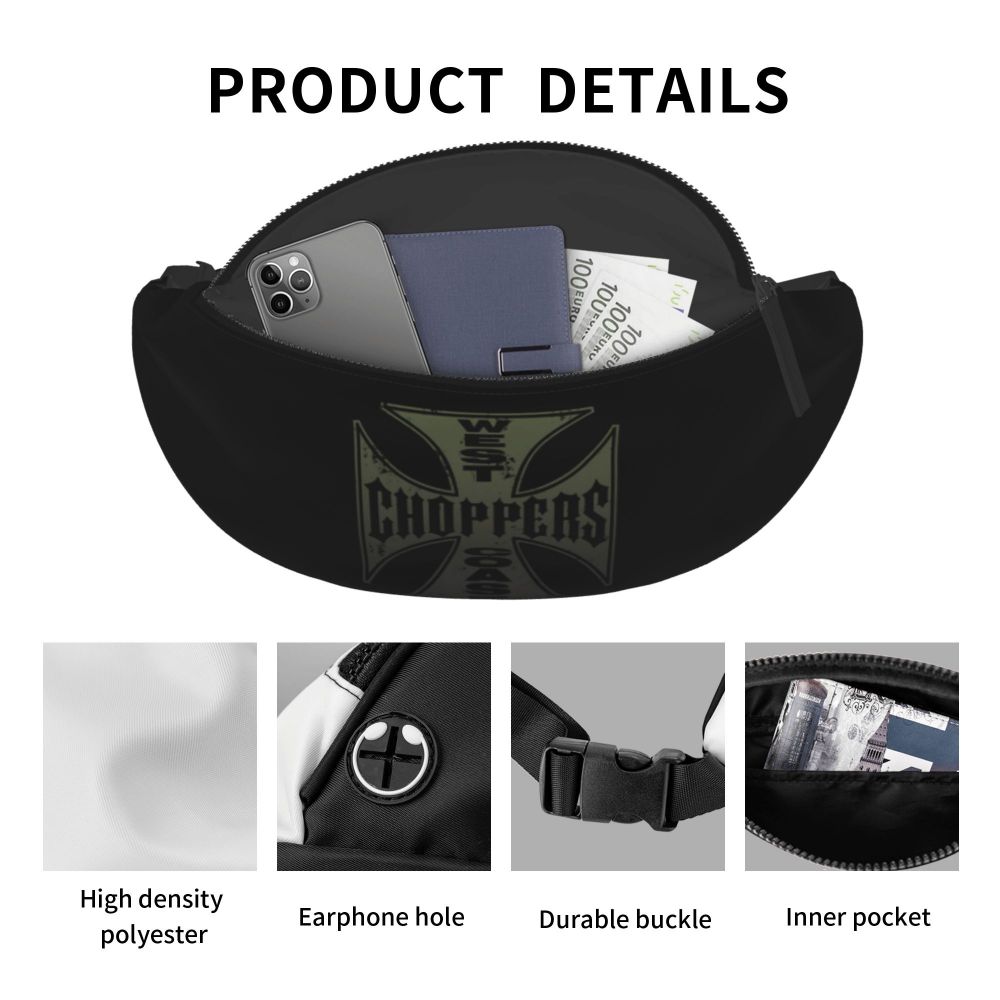 West Coast Choppers Fanny Pack Men Women Custom Crossbody Waist Bag for Travel Hiking Phone Money Pouch Viralgem Store