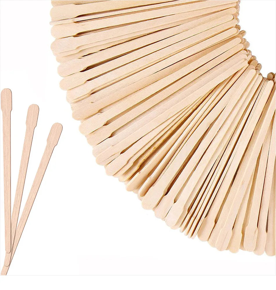 100Pcs Wooden Hair Removal Stick Face Wax Sticks Depilation Spatula Body Eyebrow Applicator Smooth Tongue Depressor Beauty Tools