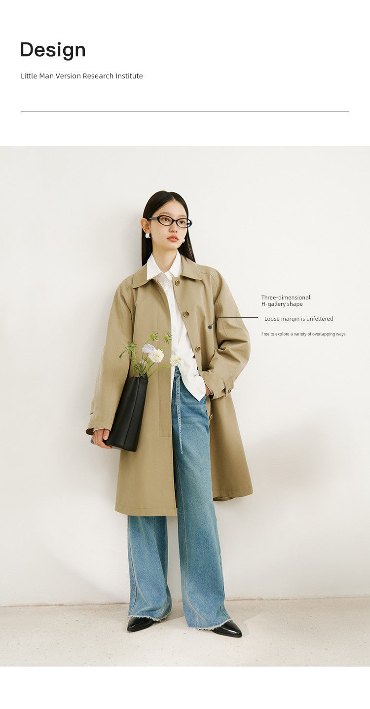 Ziqiao K-style Lapel Mid-Length Raglan Sleeve Trench Coat Viralgem Store