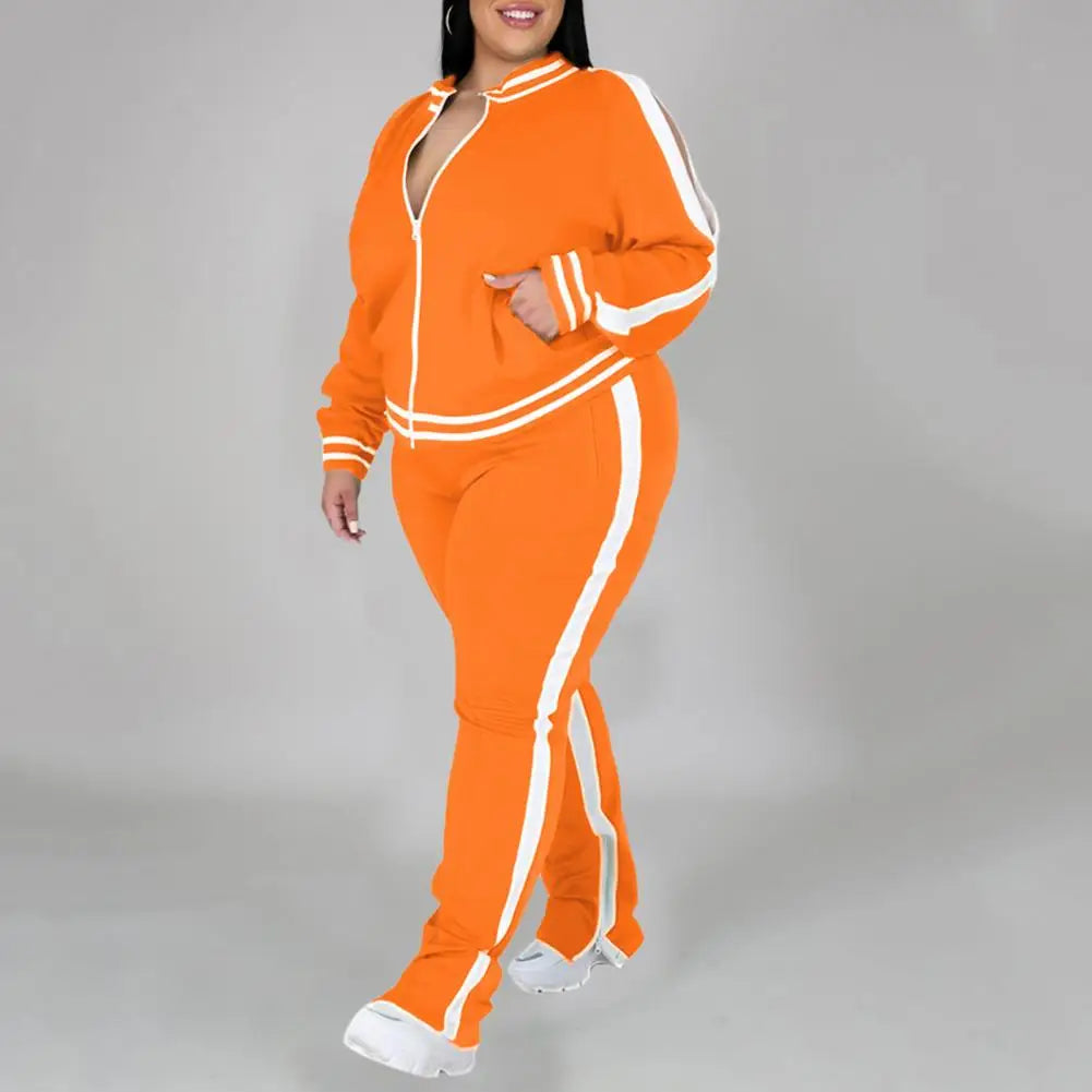 2025 Women Tracksuit Jogging Suit Plus Size Zip-up Long Sleeve Sweatsuit with Trousers Loose Fit Tracksuit Sports Casual Outfit Viralgem Store