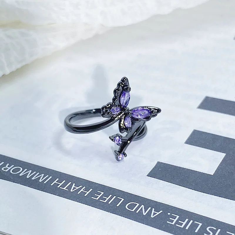 2025 Dark Gothic Irregular Zircon Adjustable Unisex Ring