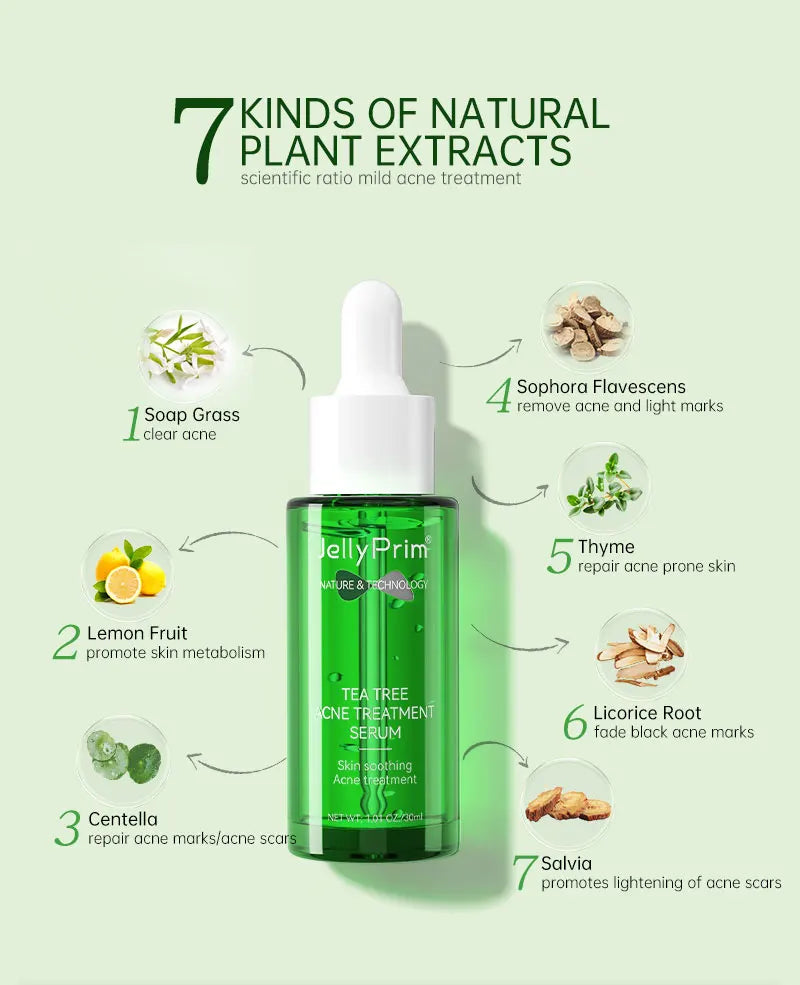 Tea Tree Acne Treatment Facial Serum Moisturizing Hyaluronic Acid Oil Control Pimple Removal Essence Face Serum Skin Care