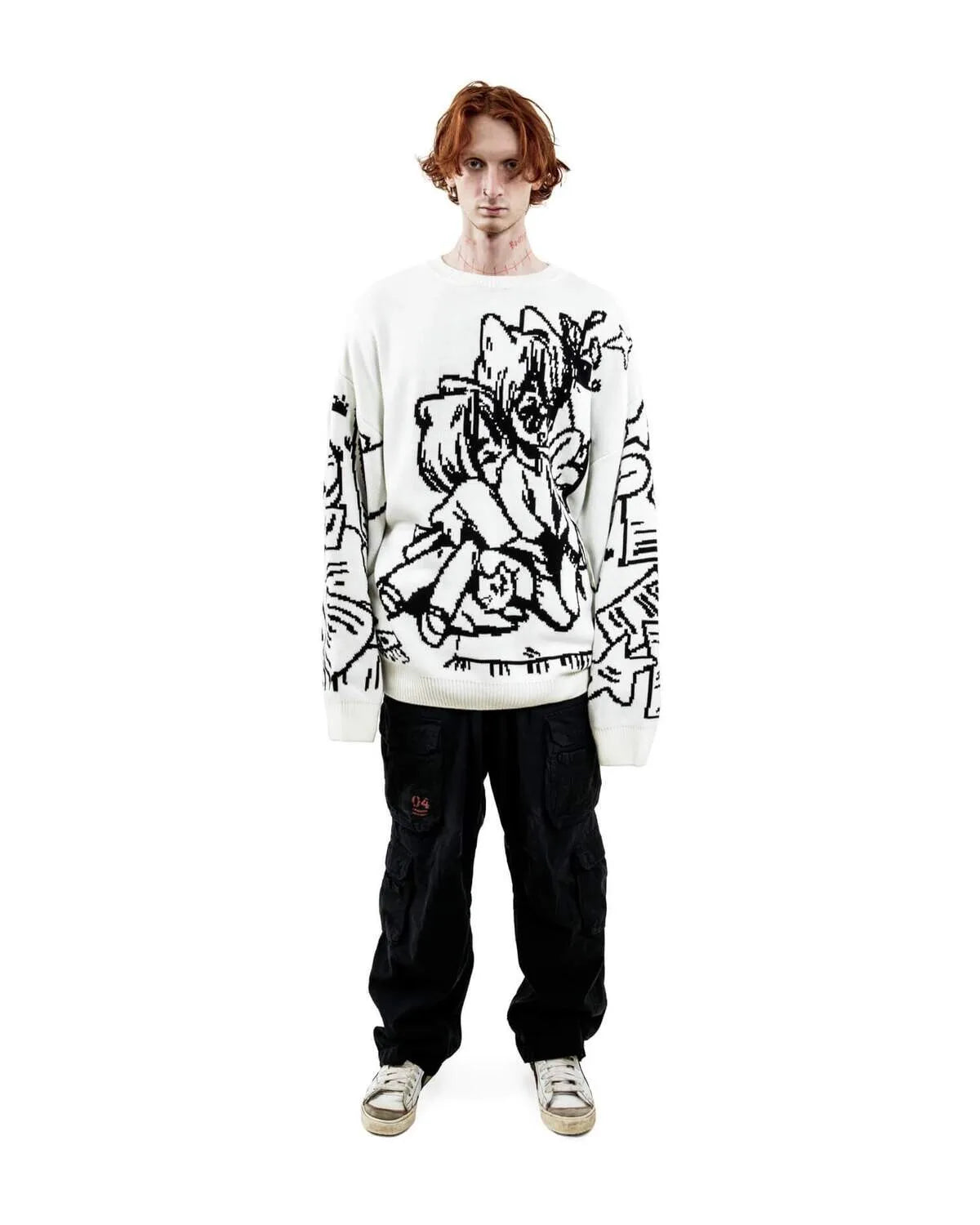 Vintage Cartoon Knitted Sweaters Men Casual Oversized Fashion Women Streetwear Tops Harajuku Pullover Y2k Aesthetic Clothes Goth