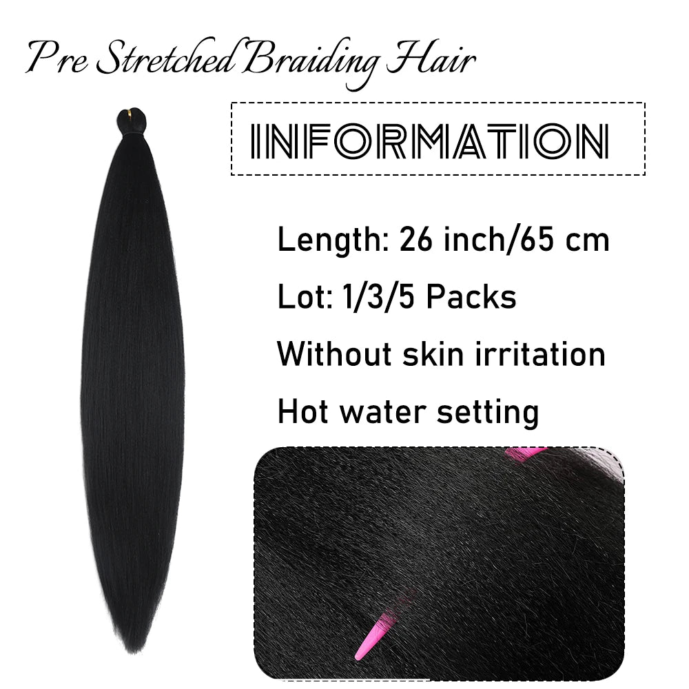 1/3/5 Packs/Lot 26 Inch Pre-stretched Braiding Hair Ombre Braiding Hair Hot Water Setting Synthetic Braiding Hair Extensions