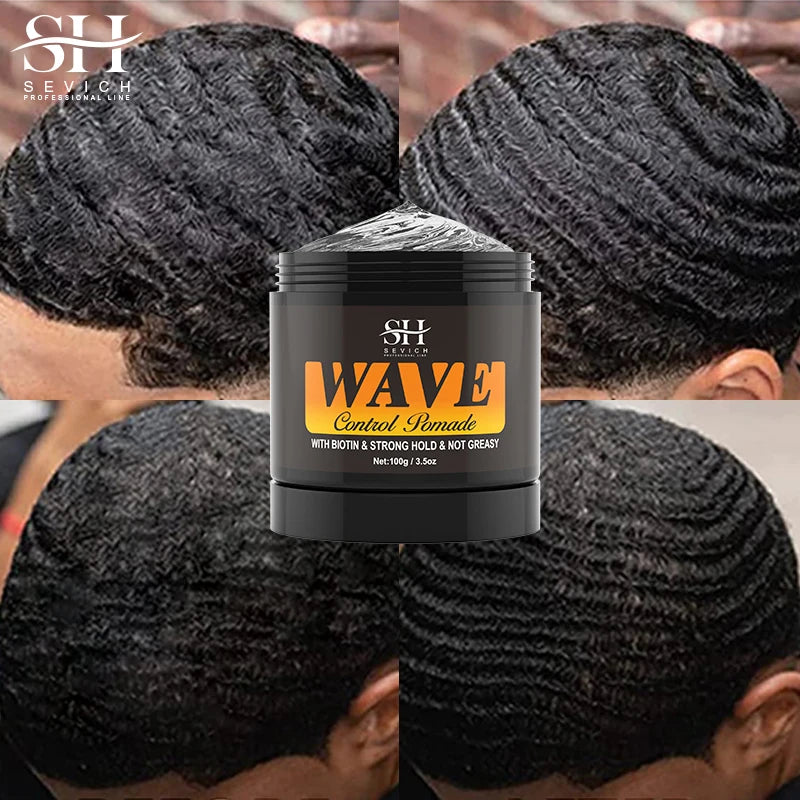 100g Waves Control Pomade Set 360 Wavy Hair Oil With Brush Natural Silky Shine Style Sport Waves Cream For African Black Men