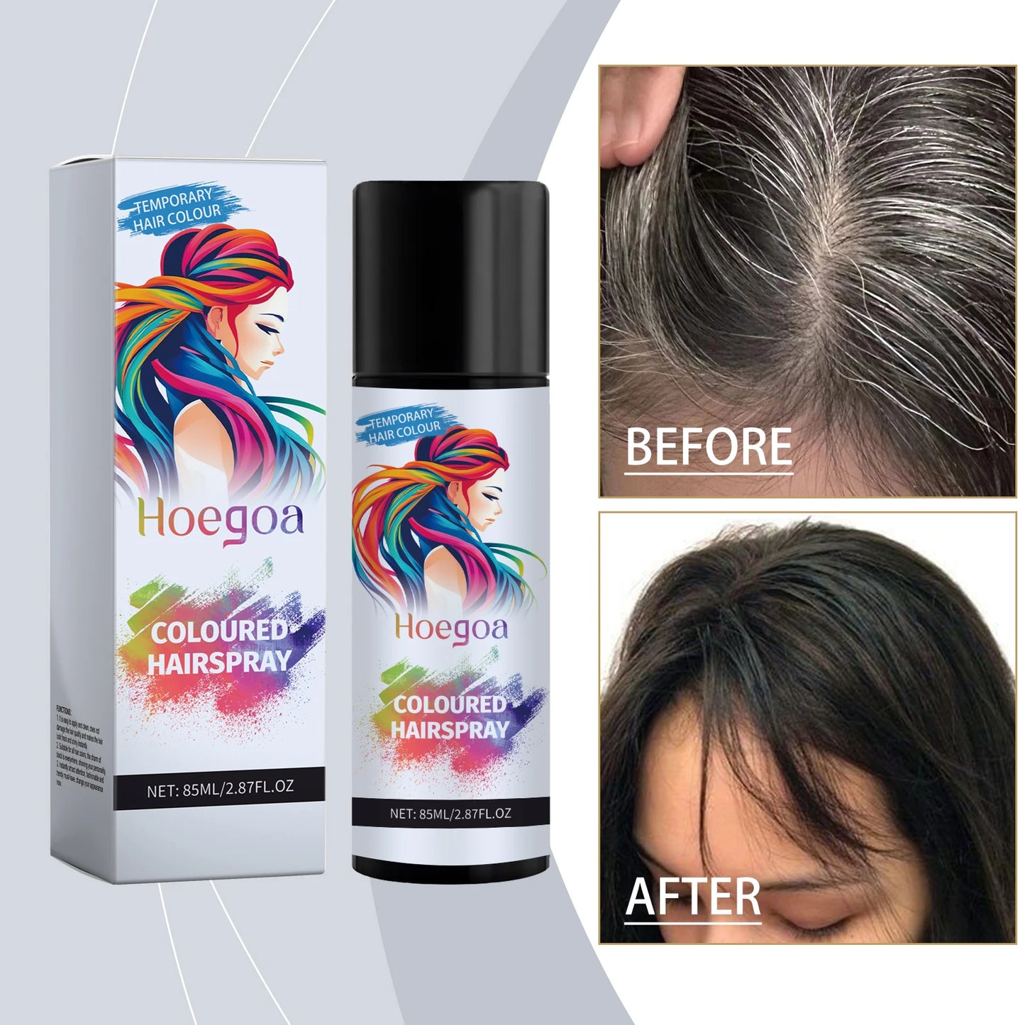 Temporary Hair Dye Spray Fast Remove White Grey Hair Back To Black Coloured Hairspray Travel Hair Dye Disposable Hair ColorSpray