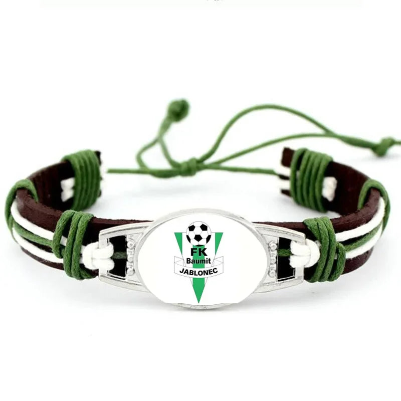 1PC Czech Republic  AC Sparta Praha Fotbal Charms Genuine Leather Bracelet Bangles Hand Braided Jewelry Dropshipping