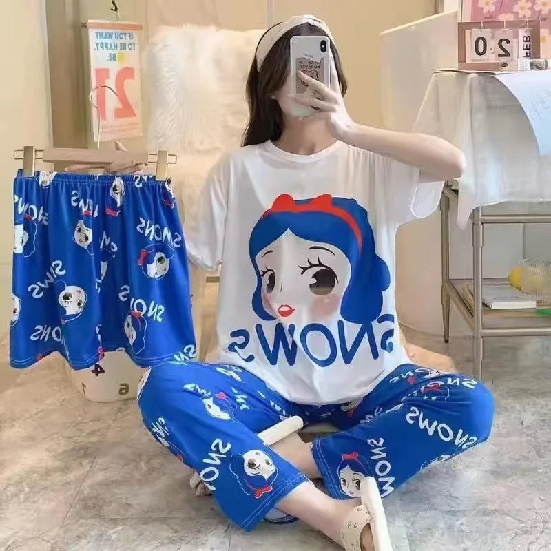 Women's New Three-piece Pajamas Homewear Set of Sweet Pajamas Cartoon Leisure Women's Homewear Pajamas Set Viralgem Store