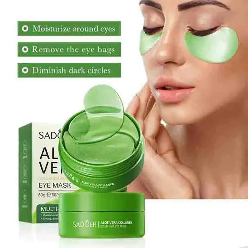 60pcs Aloe Vera Collagen Eye Mask Anti Dark Circles Removal Eyes Bags Moisturizing Firming Eye Patches Eyes Skin Care Products Viralgem Store