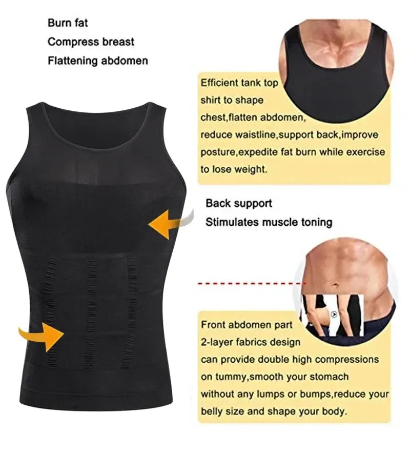 YBFDO Men Body Shaper Slimming Compression Vest Undershirt Seamless Waist Trainer Tank Top Belly Control Weight Loss Shapewear Freshlook Styles
