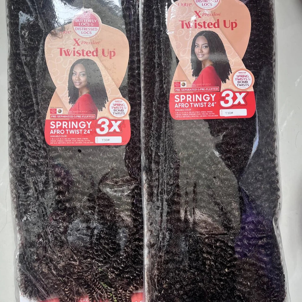 24inch Synthetic Marley Braiding Hair Outre Crochet Braids X-Pression  Springy Afro Pre-separated Braiding Hair For Black Women