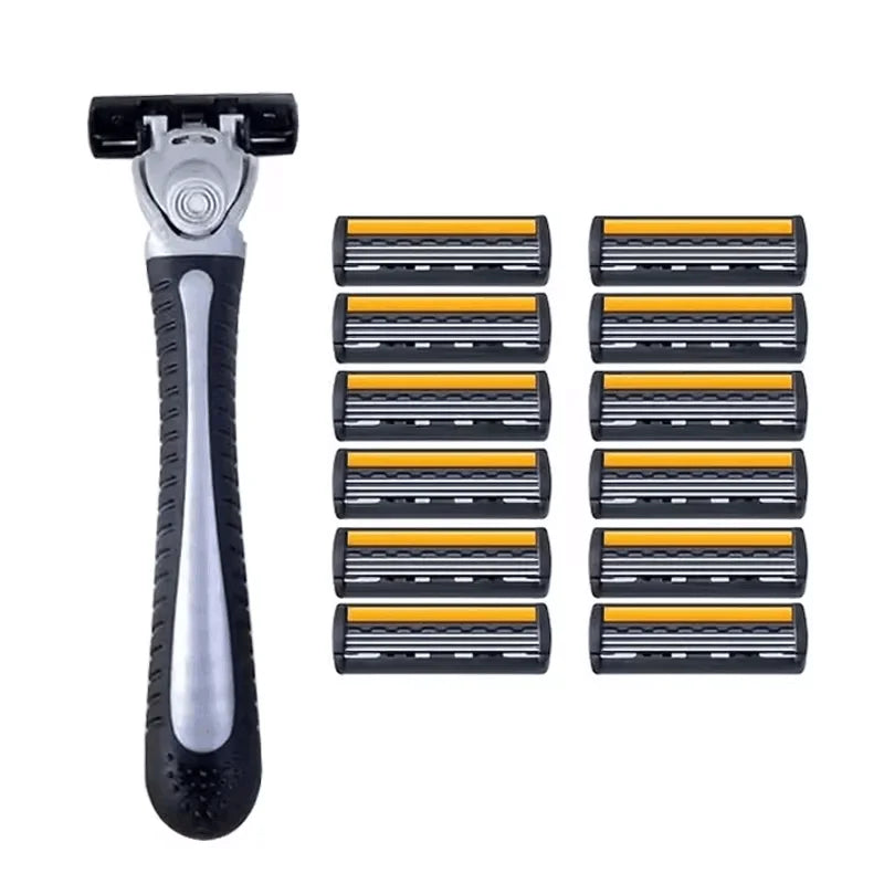 Variety Packs Skin Guard Anti-Slip Handle Replacement Triple Blades Reusable Safety Manual Razors for Men Shaving Bathing Trave