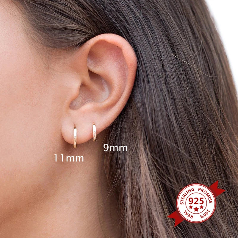 925 Sterling Silver Ear Needle Vintage Small Hoop Earring for Women Geometry Round Silver Earrings Party Fashion Jewelry Gift