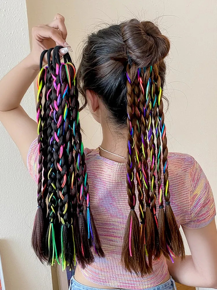 AISHG 1Pcs Synthetic Bubble Twist Ponytail For Women Elastic Twist Braid Rope Rubber Band Natural Lantern Girls Hair Accessories