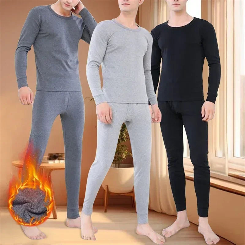 Winter Men Thermal Underwear Sets Thermal Long Pants Legging Homme Sexy Plus Velvet Pajamas Set Casual Thickened Men Underwear