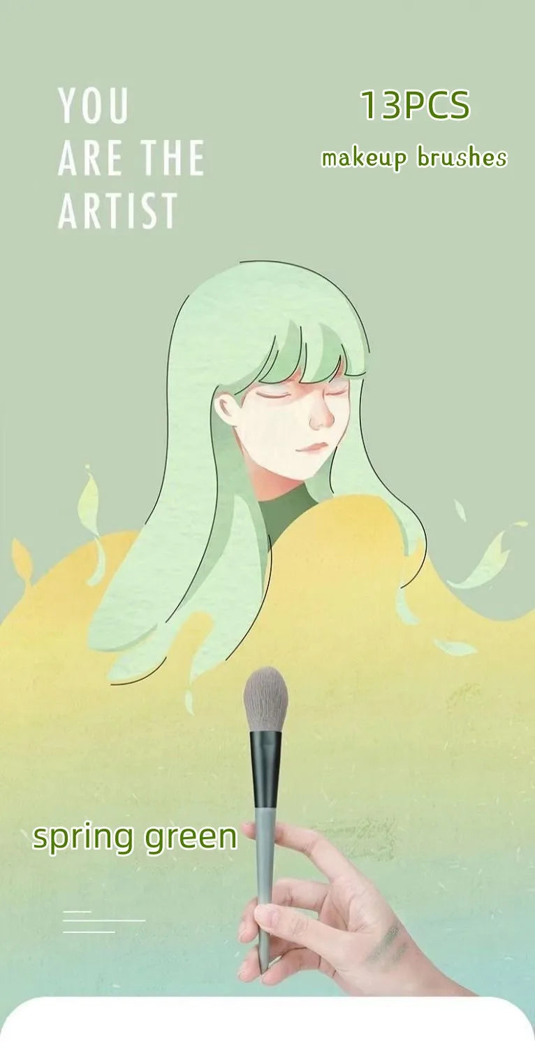 13/8PCS Makeup Brushes Pro Green Brush Set Powder Eyeshadow Blending Eyeliner Eyelash Eyebrow Make Up Beauty Cosmestic Brushes Viralgem Store