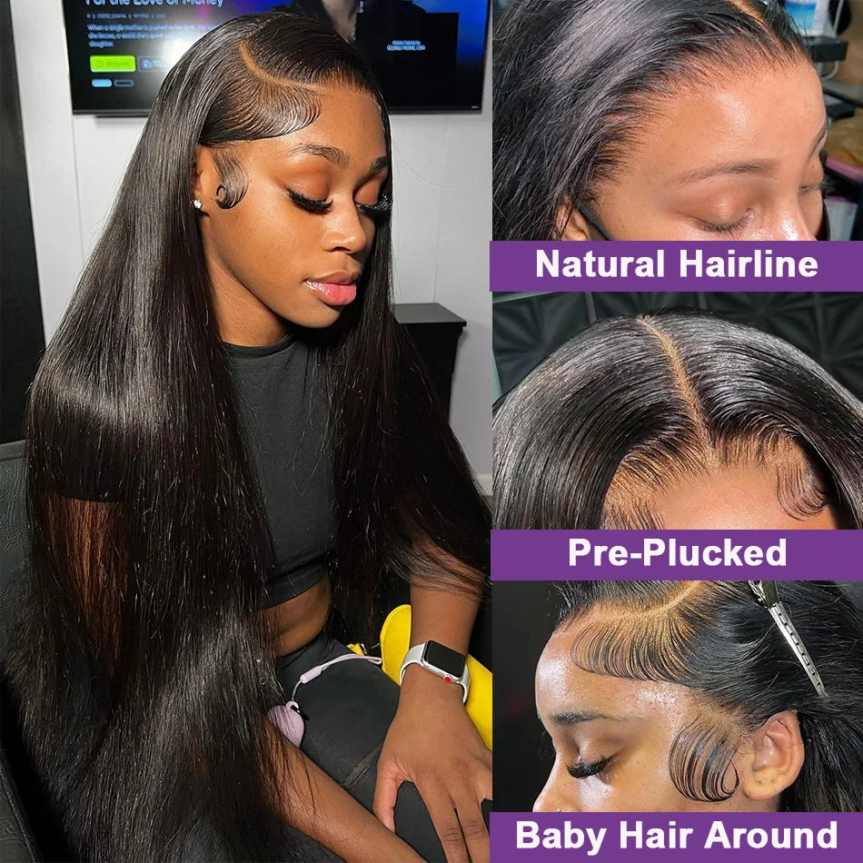 13x6 Lace Frontal Human Hair Wigs Bone Straight Raw 100% Human Hair Wig Pre Plucked 360 Full Lace Cheap Wig on Sale Clearance