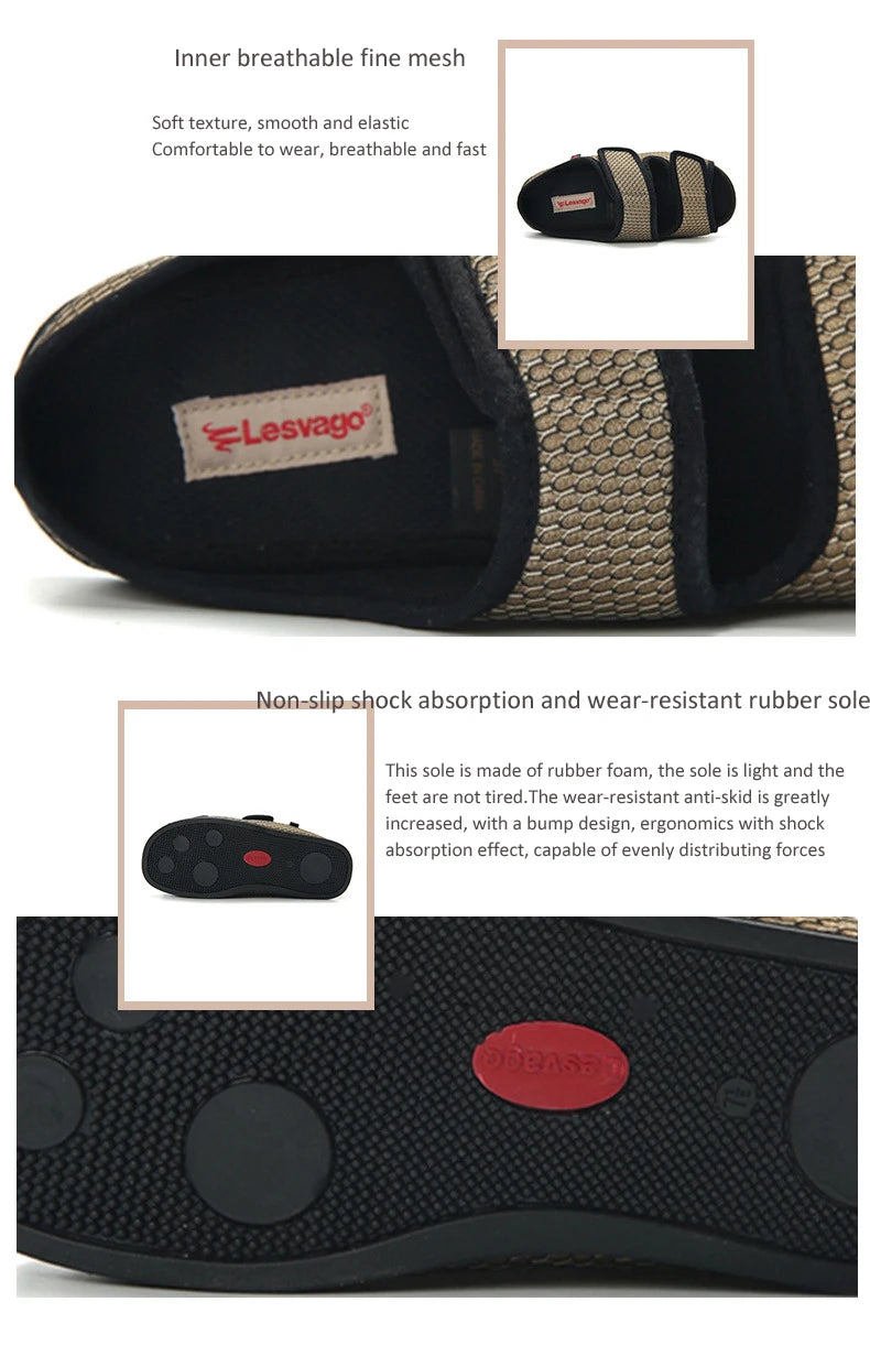 Summer Comfortable Diabetes Shoes Fat Thumb Instep Height Foot Code Middle-Aged Elderly Sandals Puffy Adjustable Slippers