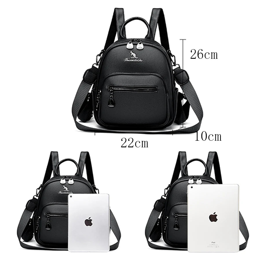 Women Travel Backpack for Teenager Girl 2024 Soft Leather Female Fashion 3 In 1 Bagpacks Large Capacity Ladies Mochilas Feminina Viralgem Store