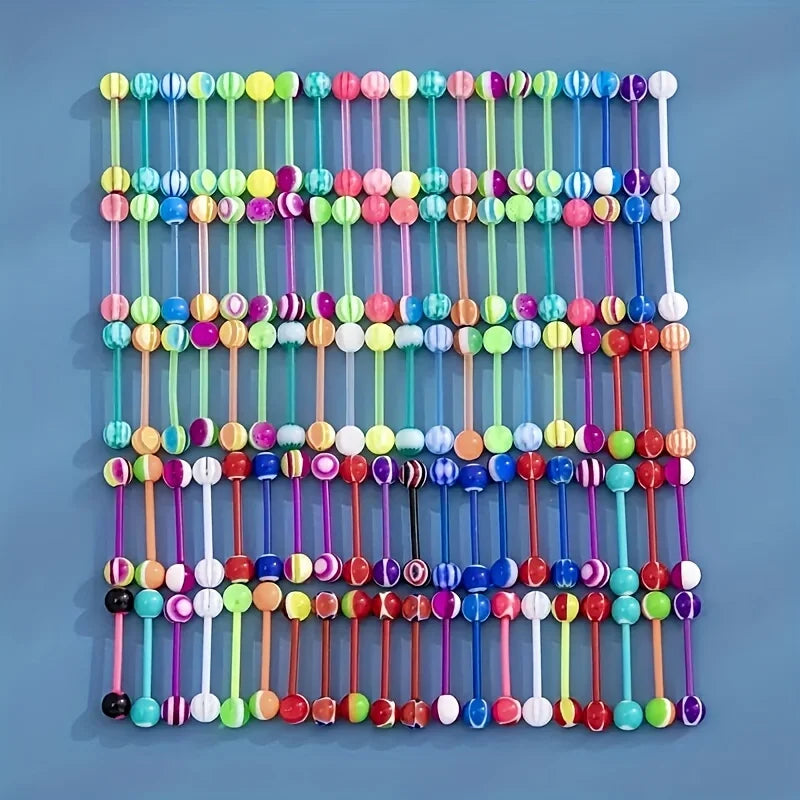 100/50/30/10 Pcs Mixed Color Acrylic Rod Tongue Nails Set Simple Body Jewelry Tongue Earrings Decor Piercing