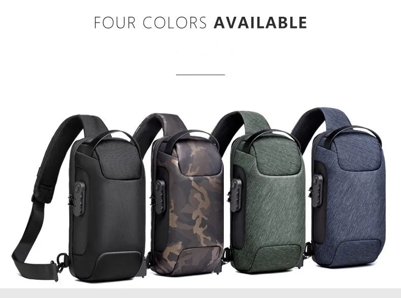 2023 Men's Chest Bag Waterproof Crossbody Bag Multifunction Anti-theft Travel Bags Shoulder Bag Male USB Charging Pouch for Man Viralgem Store