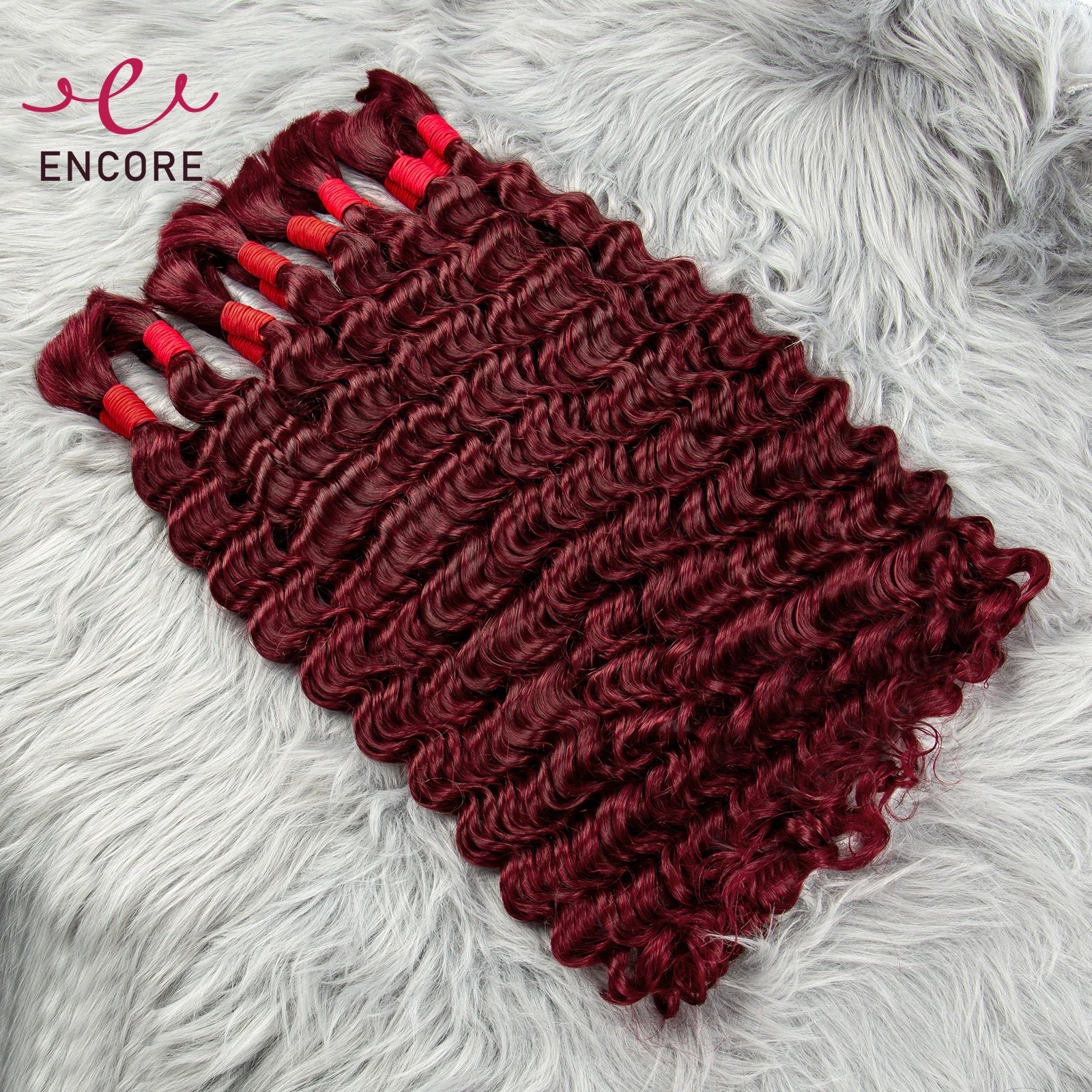 22Inch 100% Human Hair Bundle No Weft Deep Wave Curly Brazilian Virgin Hair for Boho Braid Burgundy 1 2 3 Bundles Hair for Women Viralgem Store