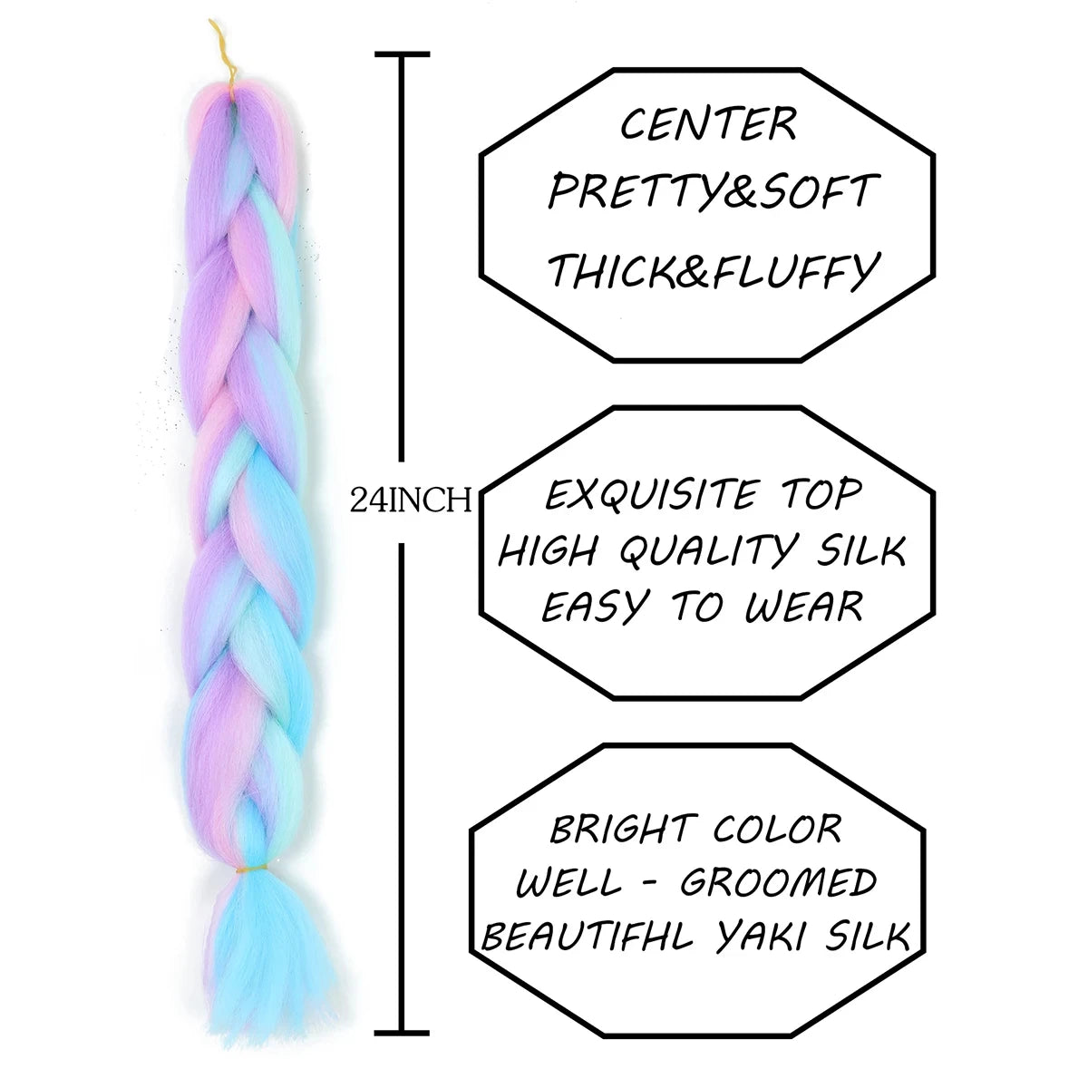 24" Synthetic Yaki Braids Hair kanekalon Ombre Braiding Hair Jumbo Braid Hair Extension For Women Hundreds of colors DIY Hair