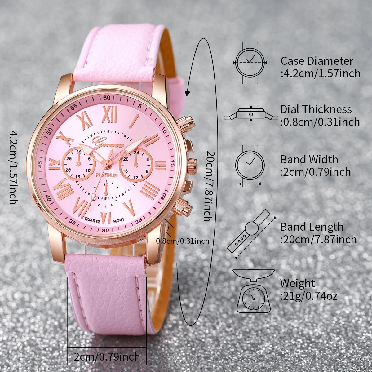 5/6PCS Fashion Women's Quartz Watch Leather Band Analog Wrist Watches Heart Rhinestone Jewelry Set(Without Box) Viralgem Store