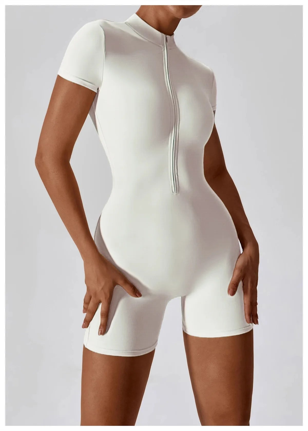 Women's Zipper Short-Sleeve Yoga Jumpsuit - Quick-Dry Breathable Tight Fitness Onesie for Gym Running Sportswear Viralgem Store