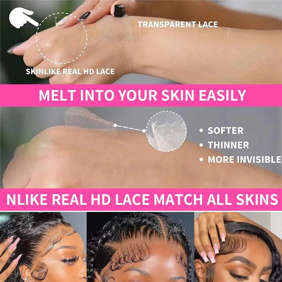 13x4 HD Lace Frontal Wig Deep Wave Frontal Wig 100% Brazilian Curly Human Hair Wigs 4x4 Transparent Lace Front Wig Pre Plucked Viralgem Store