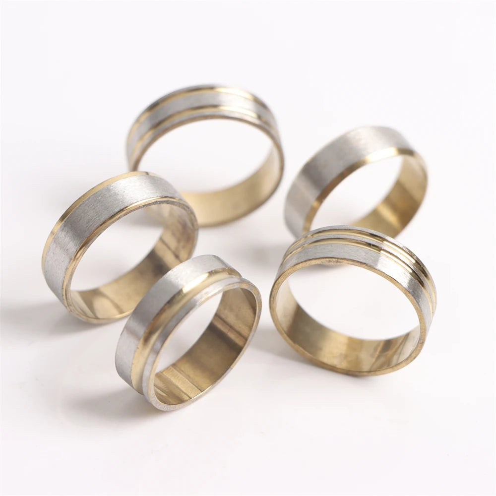 10/20/30/50Pcs Classic Fashion Stripe Hollow Colorful Sticker Stainless Steel Ring Trend Women Jewelry Party Decoration Gift