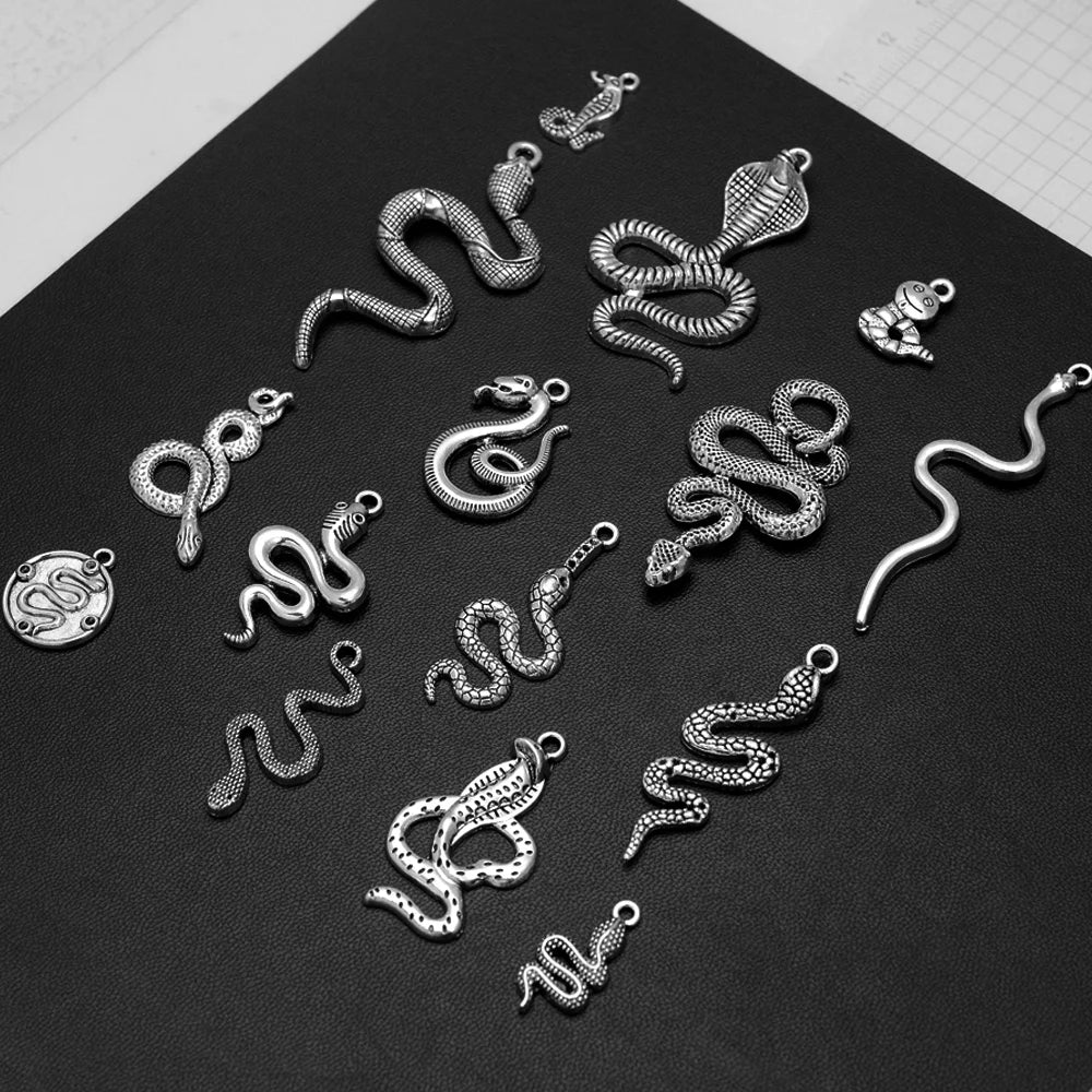 10/20pcs/lot Antique Silver Plated Snake Charms Animals Pendant For Diy Necklace Jewelry Making Findings Supplies Accessories Viralgem Store