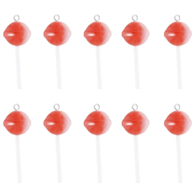 10Pcs Sugar Candy lollipop Resin Charms Diy Findings Kawaii 3D Keychain Earring Pendant Charms For Jewelry Making Suppplies