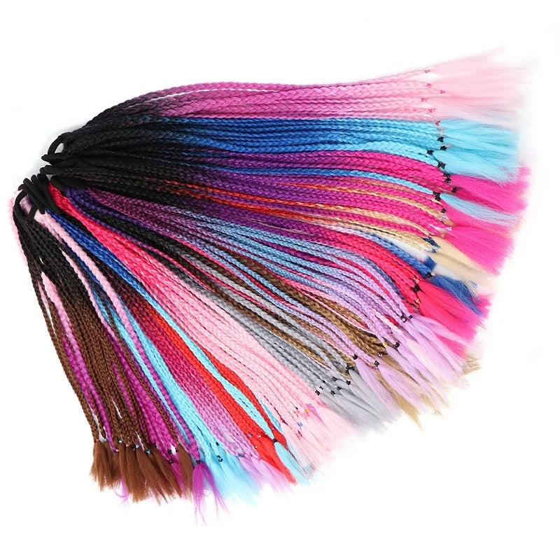 24Inch Synthetic Gradient  Colored Braided Ponytail Hair Extension Elastic Rubber Band Braiding Ponytail for Girl Women Viralgem Store