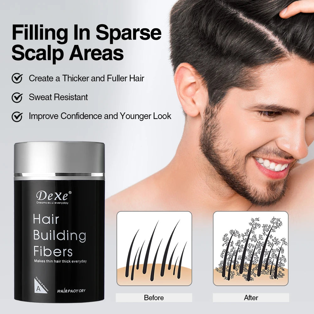 20g DEXE Hair Building Fibers Powder Black Natural Hair Care Sweat Resistant Hair Growth Thicken Product for Thinning Hair Scalp