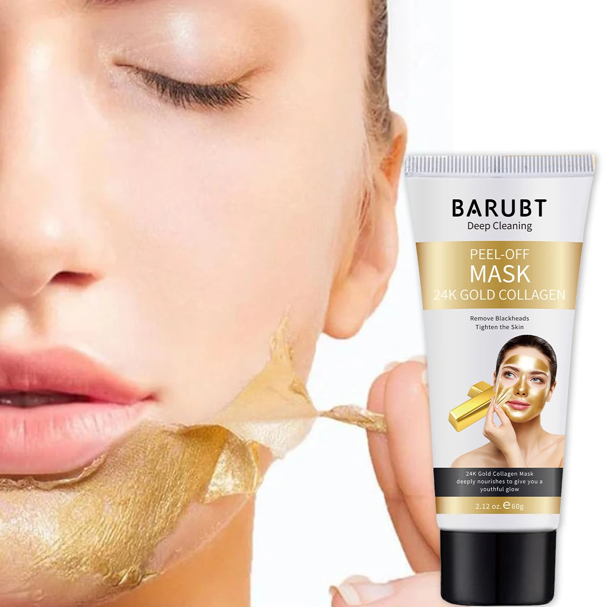 24K gold foil peel off the mask 60g exfoliating deep cleaning and remove the black head acne and tender skin