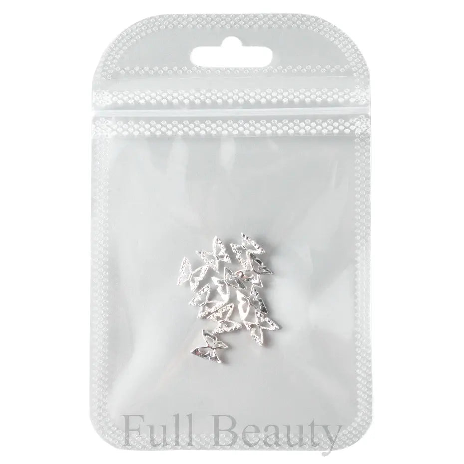10pcs/pack Butterfly Shaped Nail Charms 3D Gold Silver Butterflies Rhinestone Zircon Jewelry DIY Nail Art Decoration Accessories
