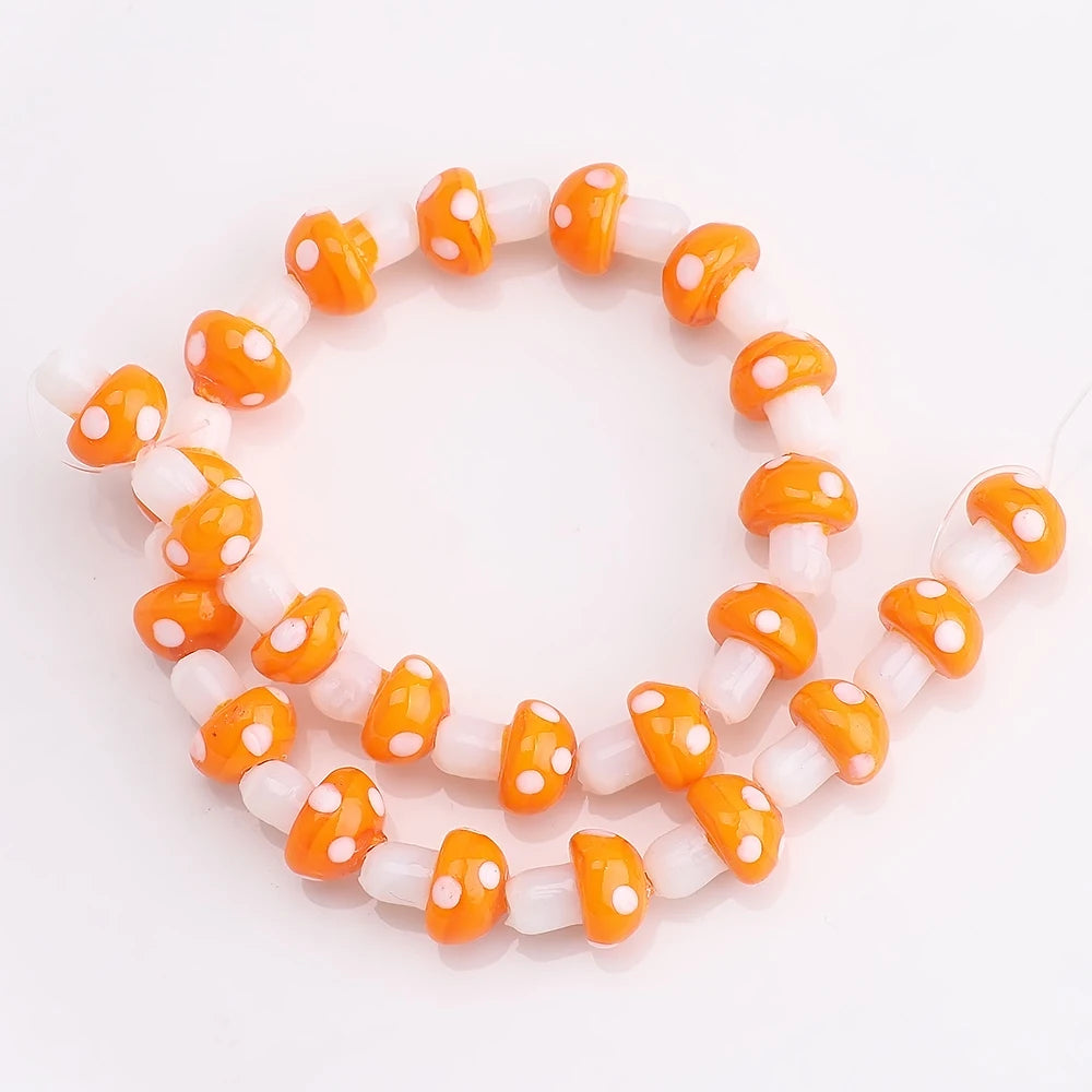 10Pcs 10x13mm 12x16mm 15x20mm Mushroom Shape Lampwork Glass Loose Beads for DIY Crafts Jewelry Making Earing Necklace Accessory