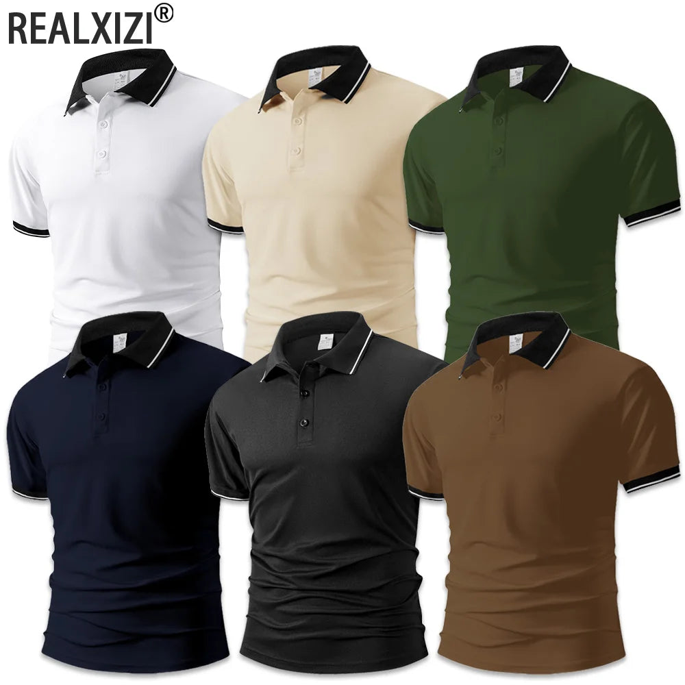 Summer Hot Sale Men's Polo Shirt Casual Breathable Comfortable Short Sleeve T-Shirt Solid Color High Quality Loose Polo Shirts Viralgem Store