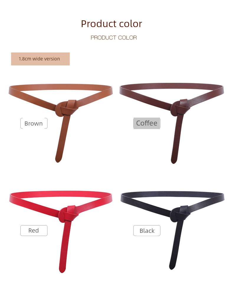 Women's Woolen Sweater Accessories Leather Coffee Color Lengthened Belt