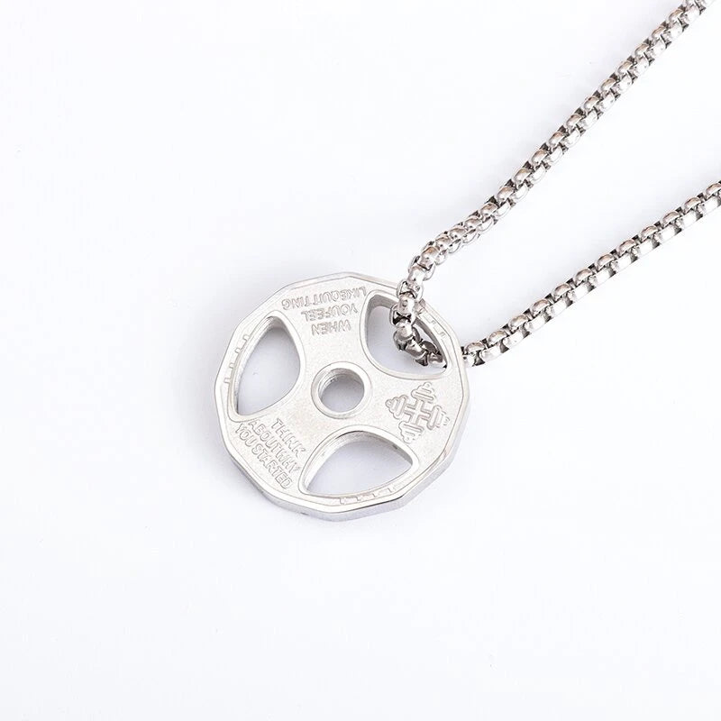 Titanium Steel Dumbbell Pendant Gym Fitness Equipment Barbell Necklace Domineering Muscular Men Fitness Leisure Sports Jewelry Viralgem Store