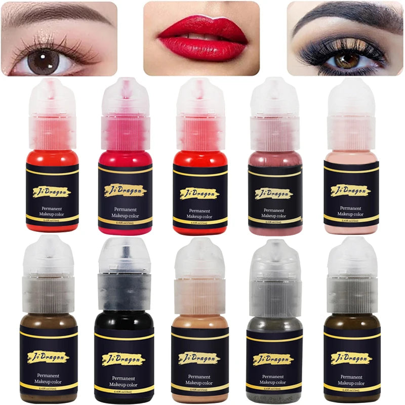 15ml Tattoo ink Pigment Color Paint Set Mix Permanent Makeup Microblading Eyebrow Lip Eyeliner SMP Beauty PMU Body Art Supplies