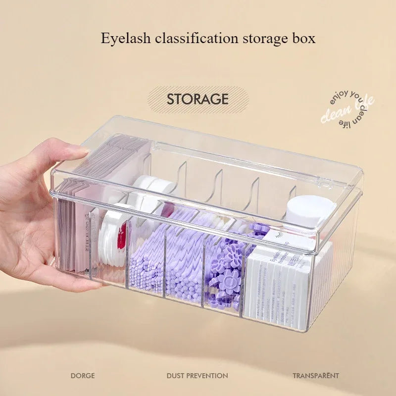 Transparent With Cover Rectangle Vertical Eyelash Extension Tool Storage Box Glue Tweezer Holder Makeup Organizer Viralgem Store
