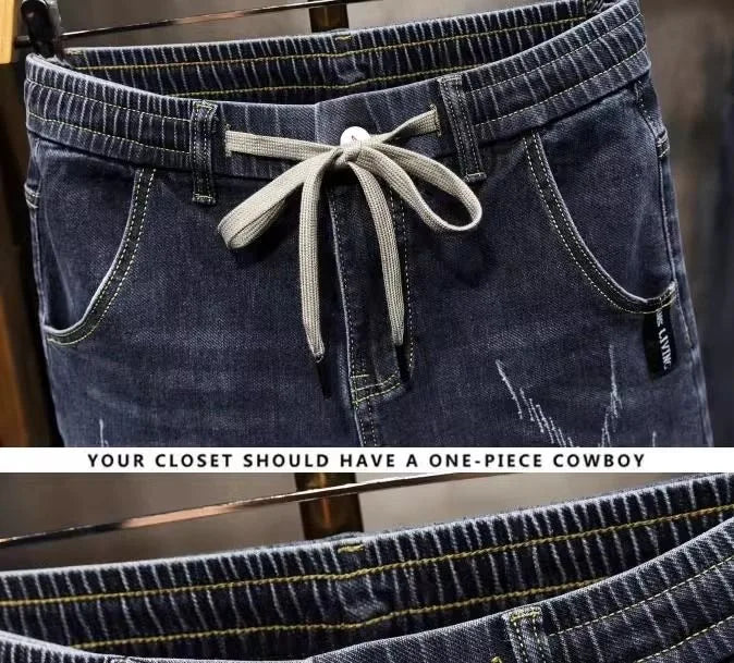 2025 Spring and Autumn New Fashion Trend Elastic Straight Leg Jeans Men's Casual Loose Comfortable High Quality Denim Pants 36