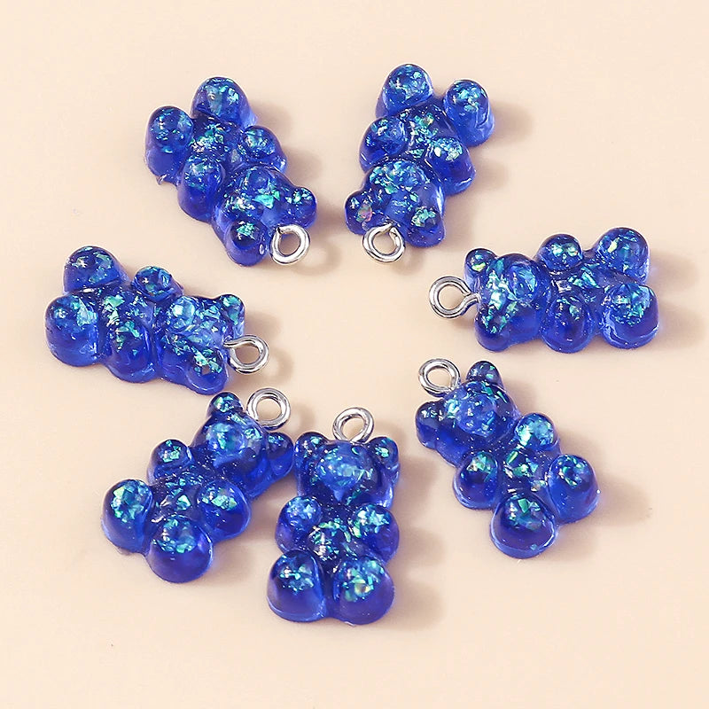 30colors 10pcs 22X11mm Candy Color Gummy Mini Bear Charms for Making Cute Earrings Pendant Necklace DIY Creative Jewelry Finding