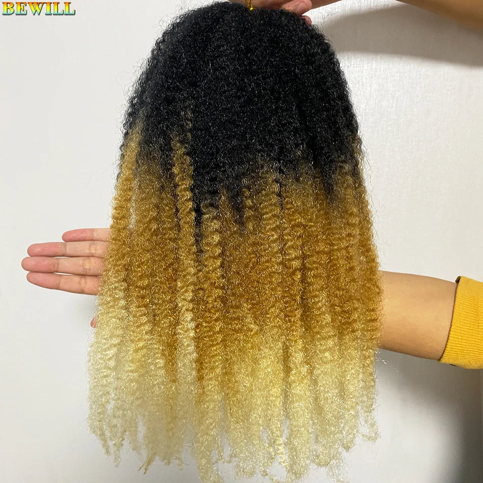 18 Inch 1-6 Packs Marley Twist Crochet Hair Black Brown to Blonde Synthetic Afro Marley Ombre Braiding Hair for Faux Locs Braids