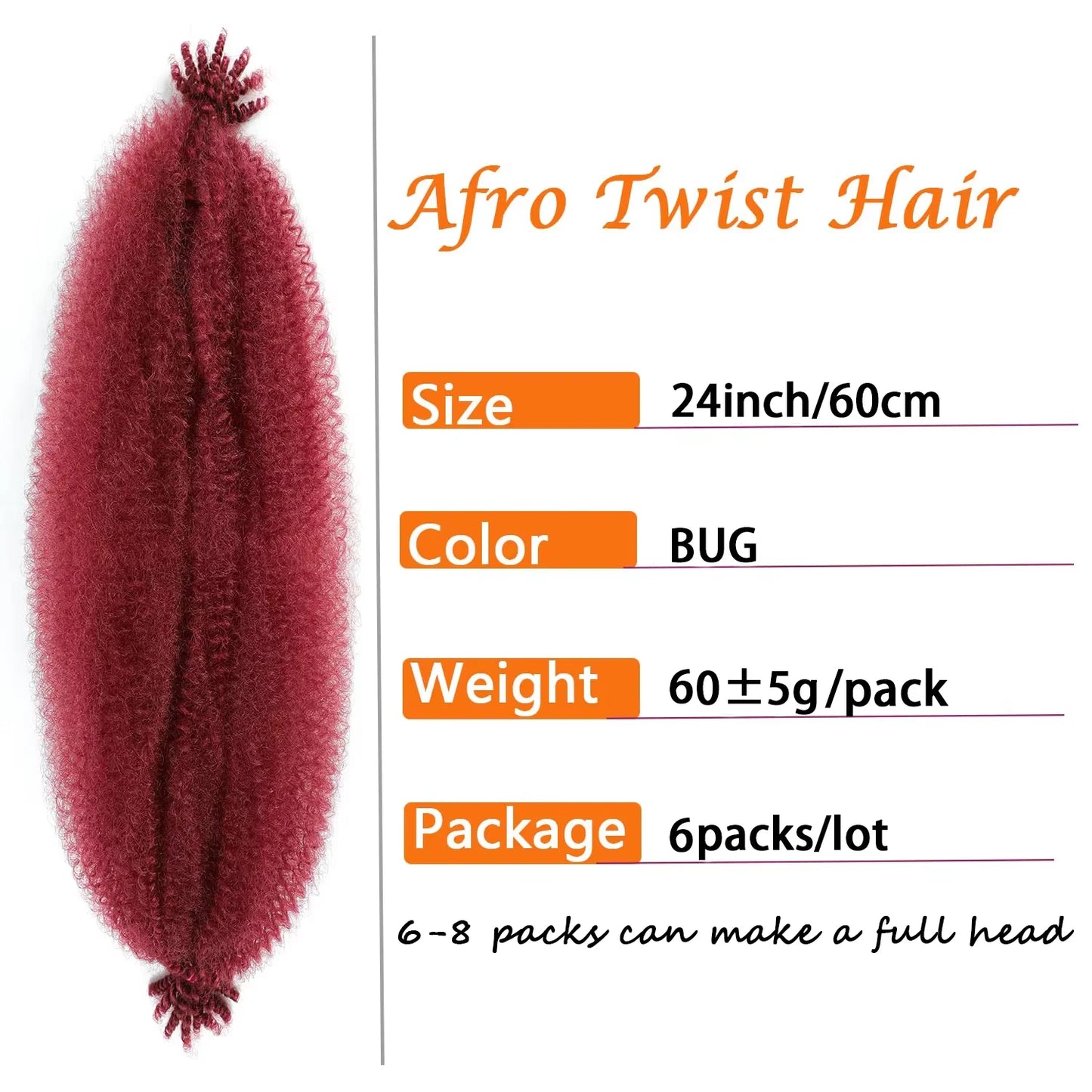 Springy Afro Twist Hair 24 Inch Synthetic Hair Extension,  Pre-Separated Marley twist Braiding Hair for Faux Locs Crochet Hair