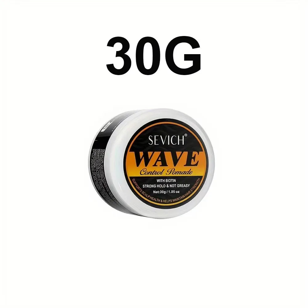 30g Biotin Wave Control Pomade for Men Anti Hair Loss 360 Wave Hair Edge Control Gel Pomade Natural Hair Curly Styling Pomade