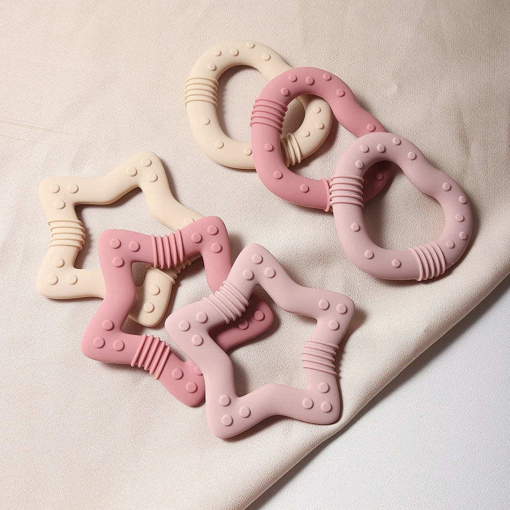 2024 new star silicone teether Food Grade heart baby Teething toy