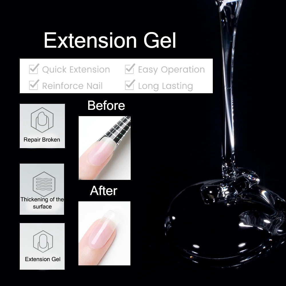 Tinovo Uno 41 Colors Builder Nail Gel in A Bottle Fiber Gel for Extensions Semi Permanent UV Building Poly Acrylic Nails Liquid